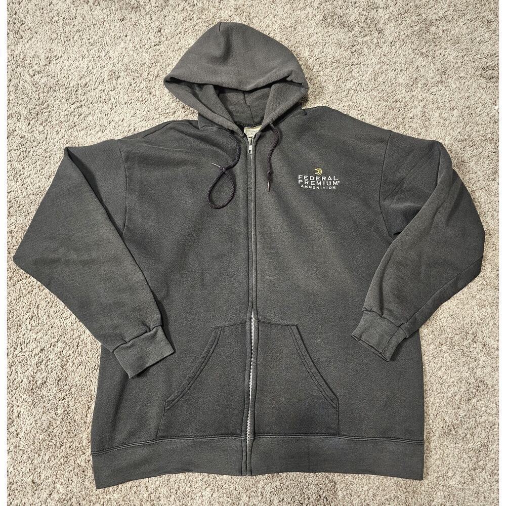 Vintage Federal Premium Ammunition Full Zip Sweatshirt Mens L 90s Faded Grunge